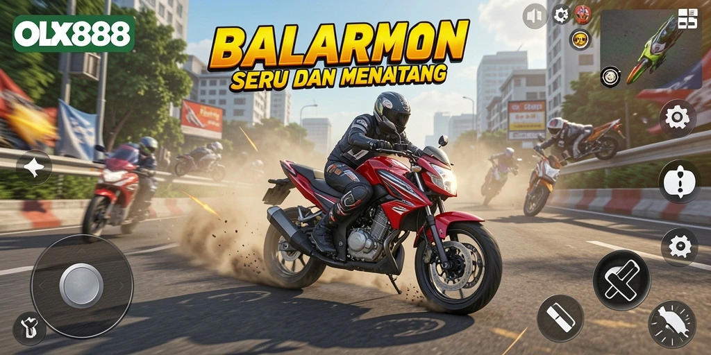 Gameplay seru balapan motor dalam OLX888 dengan grafis menawan.