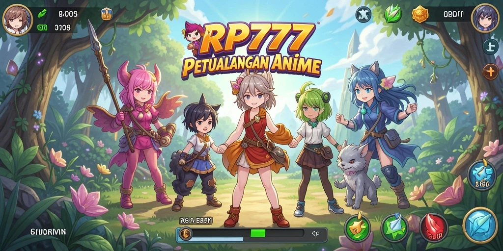 Screenshot gameplay RP777 menampilkan pertarungan seru dalam dunia Anime.