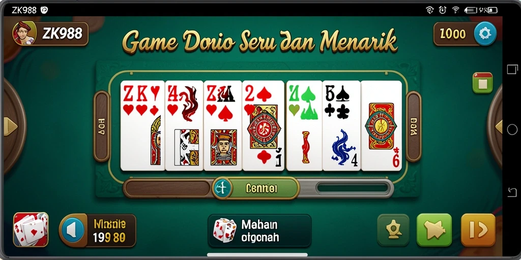Tampilan gameplay seru dari ZK988 di permainan Domino.